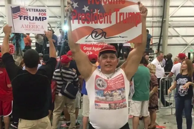 Cesar Sayoc at a Trump rally VIA FACEBOOK